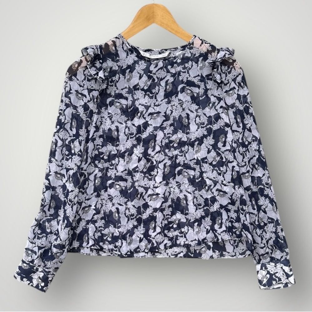 5 for $45 Zara sheer floral top blouse shirt size s